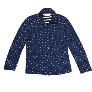 Linea by Louis Dell’Olio Navy with White Print Quilted Snap Front Blazer Size M